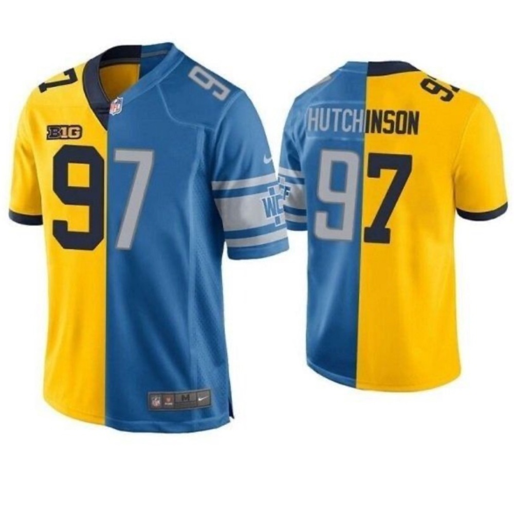 Aiden Hutchinson Michigan / Detroit jersey with rubber Nike tag and NFL logo